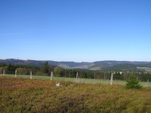 Blick vom Kahlen Pön in Richtung Willingen. Der Hochheideturm ist am linken Bildrand erkennbar.